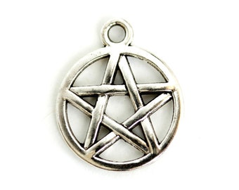 Pentagram Charm. Add-On Charm for Bracelet Charm or Necklace Charm. Silver Pentacle Charm. Pagan Star Charm. Silver Plated Charm 20mm x 14mm