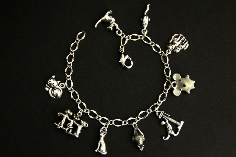 Cat and Mouse Bracelet. Cats Play Charm Bracelet. Mice and Cat Etsy