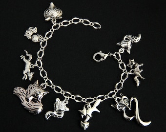 Fox Bracelet.  Woodland Fox Charm Bracelet. Forest Animal Bracelet. Animal Lover Bracelet. Silver Bracelet. Handmade Jewelry.