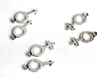 Gender Charms.  Add-On Charm for Charm Bracelets. Silver Plated Charm.