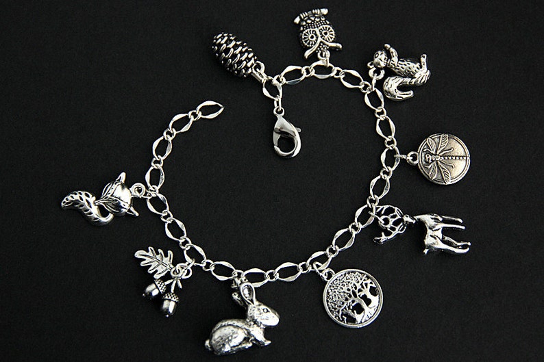 Nature Lover Bracelet. Forest Charm Bracelet. Woodland Etsy