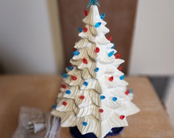 Patriotic Tree dated 7/4/2022, ceramic christmas tree