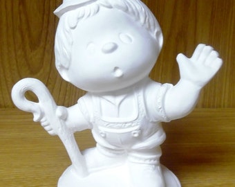 Swiss Boy, from Switzerland  ceramic bisque paint it yourself ready to paint