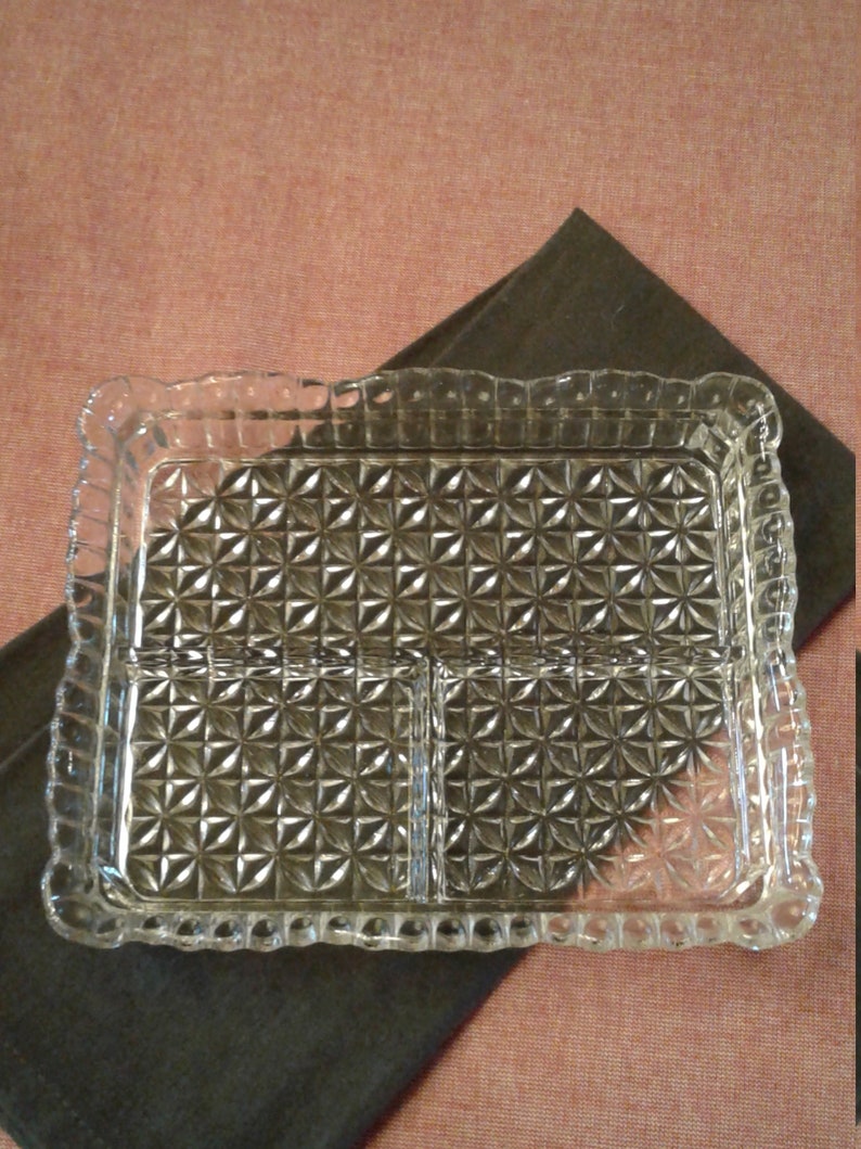 Vintage Rectangular Glass Divided Dish With Silverplated Lid Etsy
