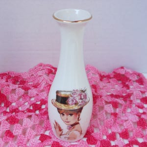 Petit vase blanc rétro vintage/Style Audrey Hepburn