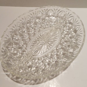 Vintage Pressed Glass Divided Dish/1950s/Scalloped Edge