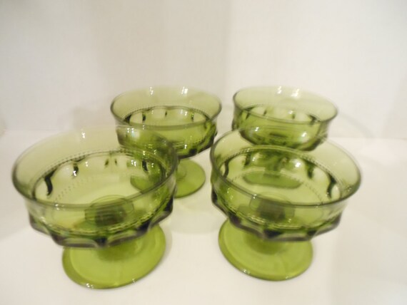 Vintage Kings Crown Green Thumbprint Glass Dessert - Vintage Green Glass Dessert Plates Vintage Kings Crown Green Thumbprint Glass Dessert - Vintage Green Glass Dessert Plates