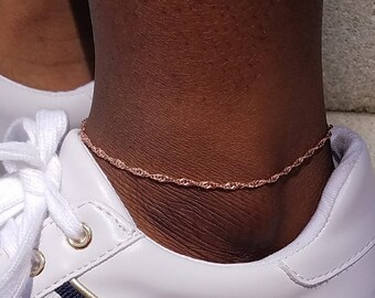 Rose Gold Chain Anklet, Dainty Gold Chain Anklet