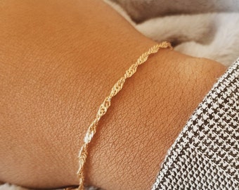 Dainty Rose Gold Twisted Bracelet, Simple Bracelet