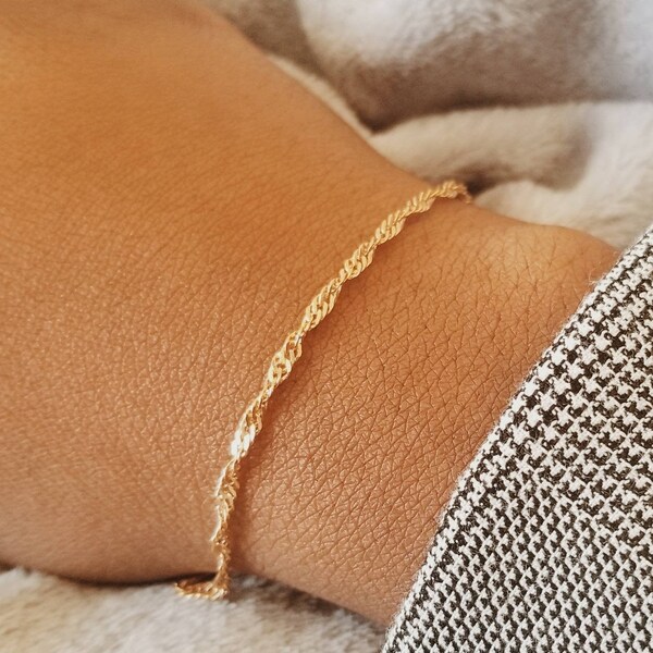 Rose Gold Twisted Bracelet, Simple Bracelet, Dainty Bracelet, Minimalist Bracelet, Layering Bracelet