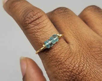 Multi Gemstone Gold Wire Ring, Stacking Rings