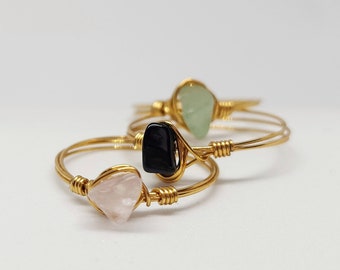 Gemstone Wire Ring, Gold Filled Wire Gemstone Ring