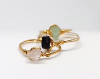 Gemstone Wire Ring, Gold Filled Ring