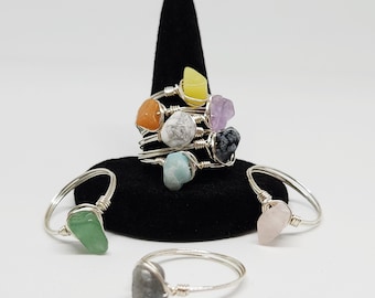 Silver Gemstone Wire Ring