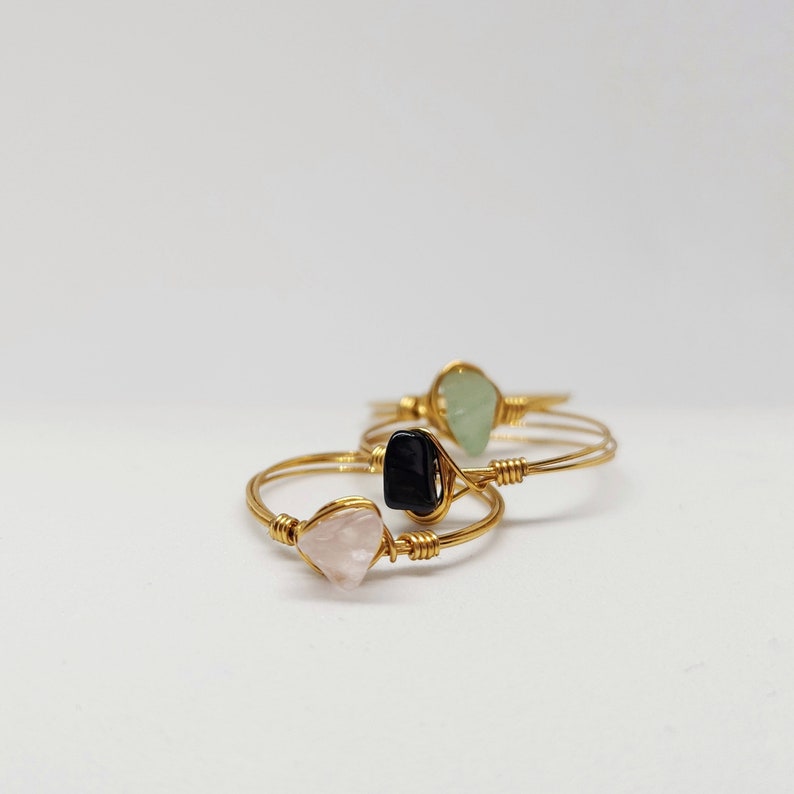 Gemstone Wire Ring, Gold Filled Wire Gemstone Ring image 1