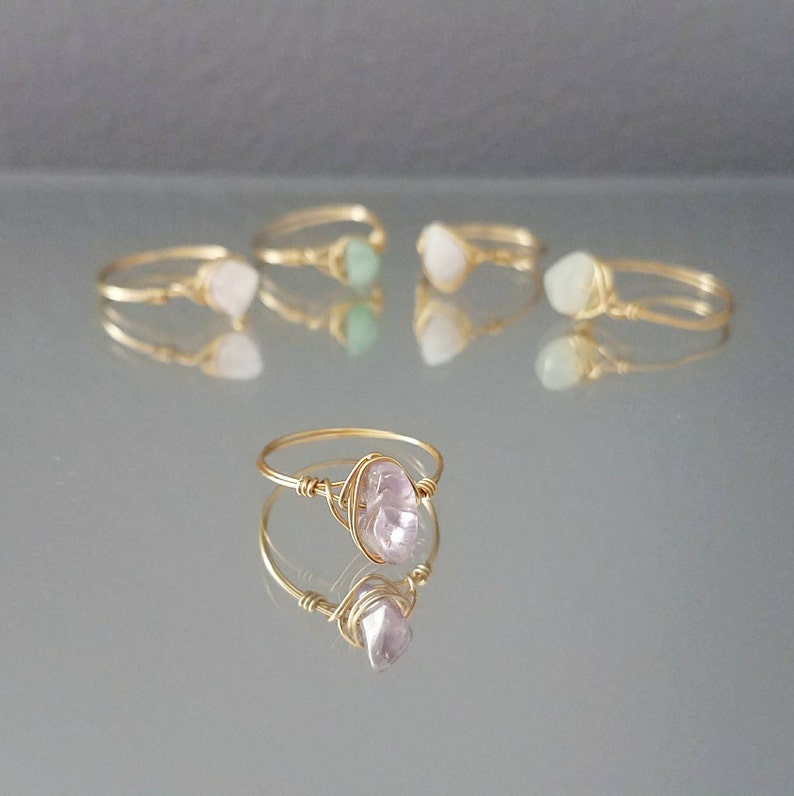 Gemstone Wire Ring, Gold Filled Wire Gemstone Ring image 2