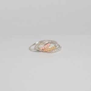 Silver Beaded Wire Rings, Dainty Seed Bead Rings image 7