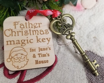 Santa's Magic Key, Personalised Special Key for Father Christmas,  No Chimney, Christmas Eve Box Accessory, Xmas Keepsake making Traditions