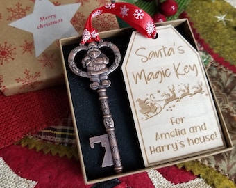 Magic Key for Santa, Personalised No Chinmey Special Key for Father Christmas, Christmas Eve Box Accessory, Xmas Keepsake making Traditions