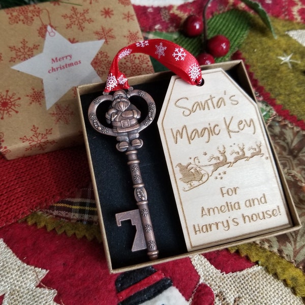 Magic Key for Santa, Personalised No Chinmey Special Key for Father Christmas, Christmas Eve Box Accessory, Xmas Keepsake making Traditions