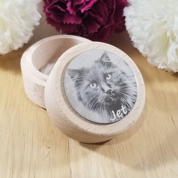 Personalised Pet Hair Memorial Box with Photo, Paw Print and any Text. Dog and Cat Memory Engraved Urn In Loving Memory, Horse Hair Keepsake