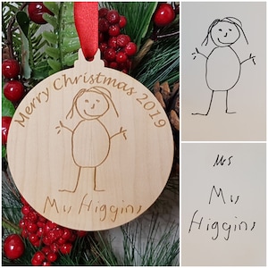 Regalo de Navidad personalizado para maestros, agregar escritura y/o dibujo para niños, trabajador clave, regalo de agradecimiento para niñeras, decoración del árbol de Navidad