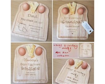 Fathers Day Gift for Dad, Grandad Personalised Dippy Egg Breakfast Board, Egg Jokes, Egg and Soldiers, Daddy Breakfast Plate, Egg Cup