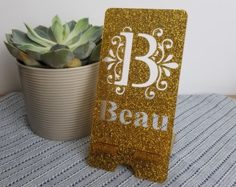 Phone Stand Personalised  with Name and Initial, Bedside or Desk Tidy, Birthday GIft for Her, Daughter, Mother, Friend, Work colleague