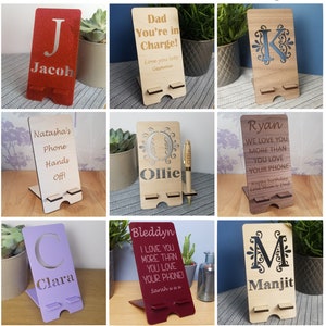Name Initial Stand Phone Stand Personalised With Name and Initial, Bedside or Desk Tidy ...
