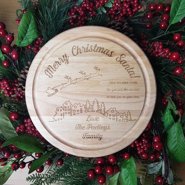 Christmas Eve Plate / Board, Winter Scene Decoration, Leave out a mince pie or drink for Father Christmas, Tradition Christmas Eve Theme