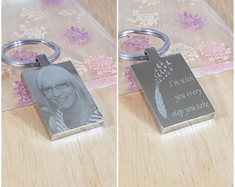 Memorial Gift / In Loving Memory - Engraved Photo Keyring - Remembrance, Lost loved one, Funeral, Mother, Father