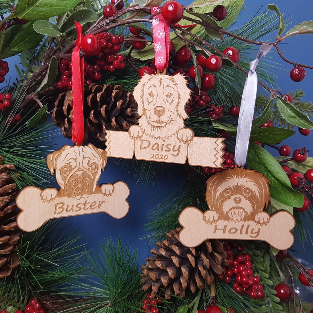 Personalised Dog Name Hanger, Christmas Tree Dog Bone Decoration, Huge