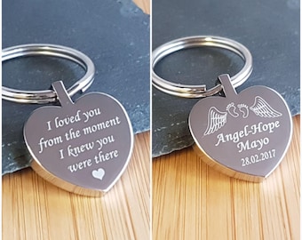 Personalised Miscarriage Memorial keepsake Infant Loss, Angel Baby, Remembrance, Engraved Keyring, Any Poem and Design Layout