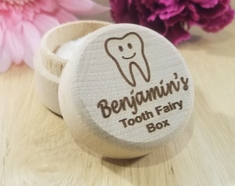 Personalised Tooth Fairy Box, Custom Wooden Engraved Tooth Fairy Holder, My First Tooth or Curl Keepsake Box, Tooth Fairy Pillow, Unisex