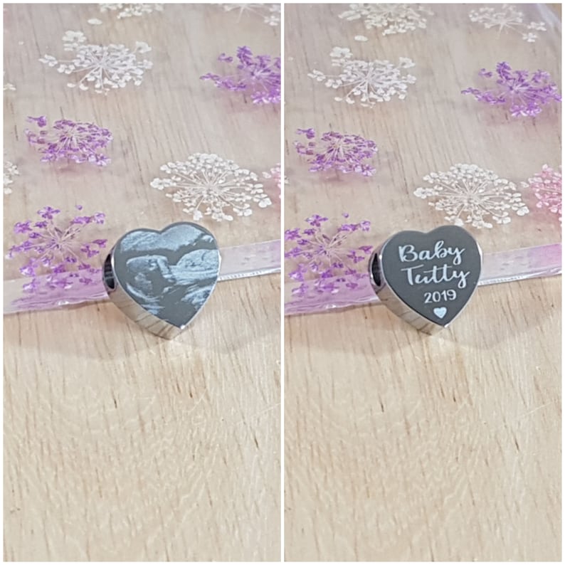 Personalised Baby Shower Gift, 1st Mothers Day Scan photo Heart Charm, 3D Scan, Mummy to Be, Nanny to be, Baby Announcement, Add any text image 5