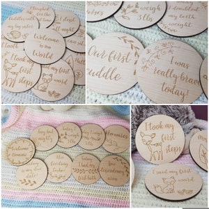 Disques d’accessoires photo personnalisés de développement de bébé prématuré, cadeau de nouveau-né premie pour les nouvelles mamans, design floral, boisé ou zoo