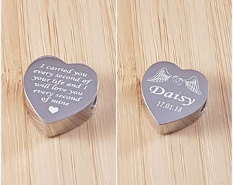 Baby Memorial Gift, Personalised keepsake, Engraved Charm, Angel, Infant Loss, Miscarriage, Remembrance, In Loving Memory, Sleeping Baby