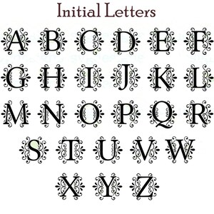 May include: Black and white image of the alphabet in decorative, ornate, and stylized font. Each letter is surrounded by a decorative flourish.