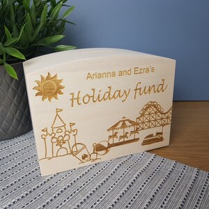 Personalised Hoilday Fund Money Box, Adventure or Making Memory Savings, Mummy and Me, Gift for Fathers Day, Daddy, Grandad, Grandma