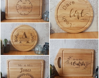 Wedding Bread Board, Wooden Chopping Board Personalised Gift, Mrs and Mrs, Mr and Mr, Mrs and Mrs, Names and Date, 5th Anniversary Gift