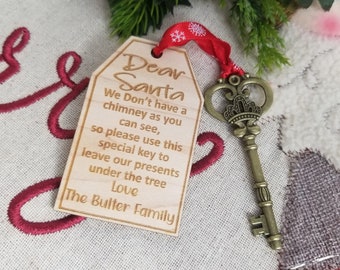 Santa's Magic Key, Personalised Special Key for Father Christmas,  No Chimney, Christmas Eve Box Accessory, Xmas Keepsake making Traditions