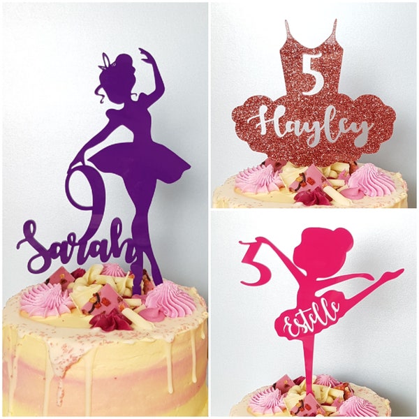 Ballerina Cake Topper, Personnalisé Anniversaire Acrylique Gâteau Décoration, Ballet, Danseurs, Cake Topper Girls, Unisexe, Coloré