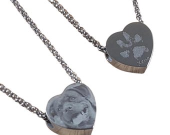 Fur baby Gift for Mothers Day, Personalised Photo Heart Charm Stainless Steel Bracelet,  Memorial Keepsake For Dogs, Cats and Pet Paw Printx