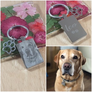Pet / Animal Gift Personalised Engraved Keyring Dog / Cat - Memorial, Fathers Day, Christmas, Birthday, Gifts, ANY photo, text, design