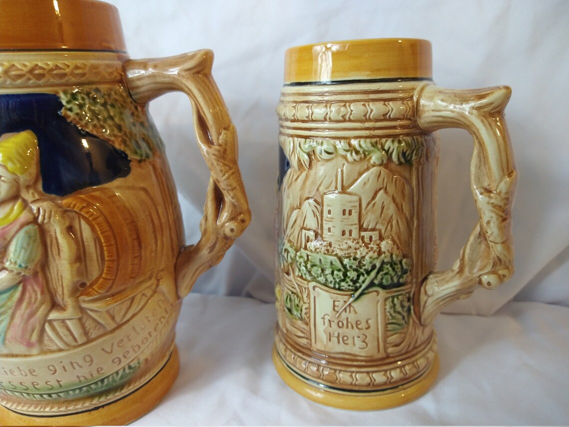 Vintage Enesco Made in Japan Beer Stein Colorful Ceramic Beer Etsy