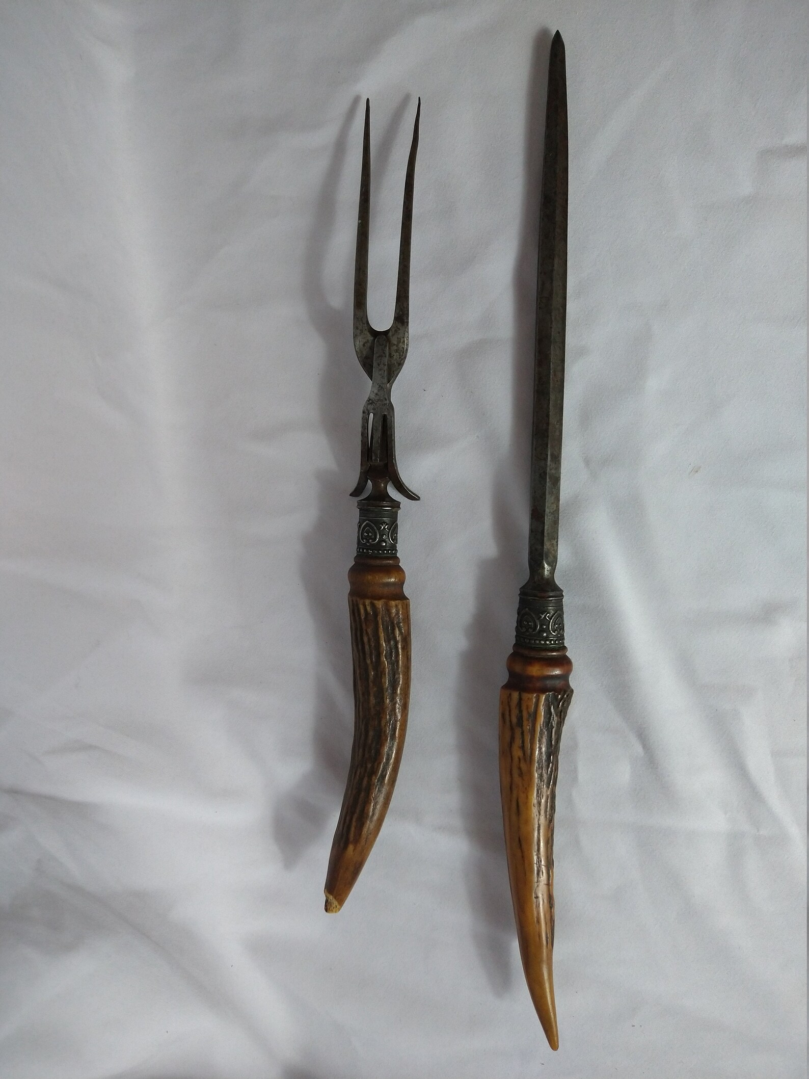 Antique Fancy Bone Handle Carving Knife And Fork Marked Etsy