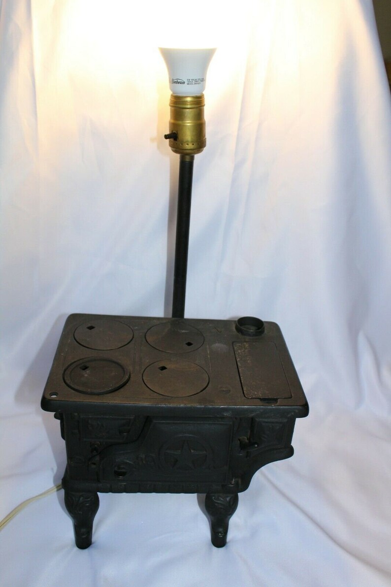 Vintage Cast Iron Cook Stove Lamp Works Great Etsy
