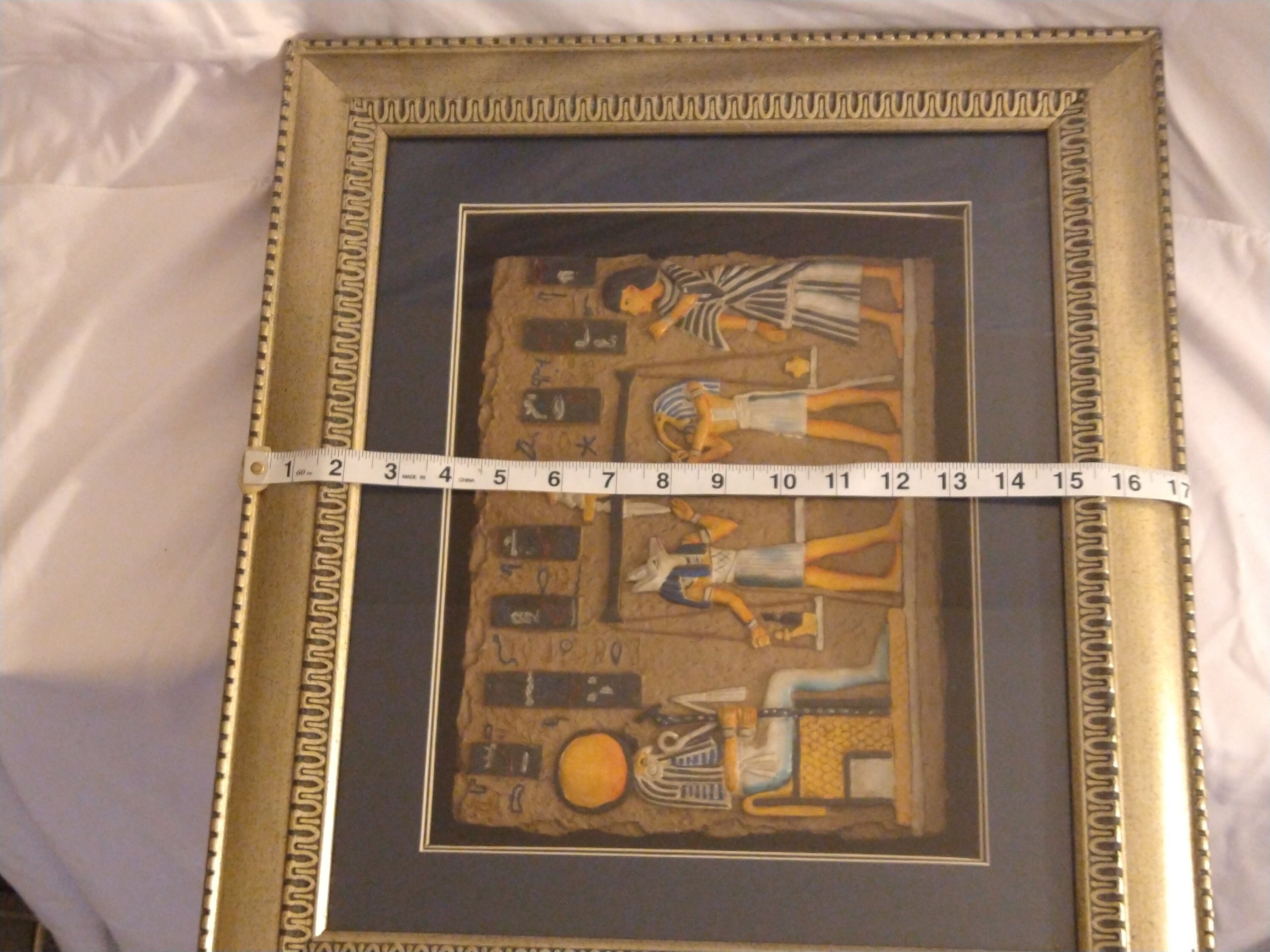 Large Vintage Egyptian Art Framed Inside Shadow Box 17X19 Etsy