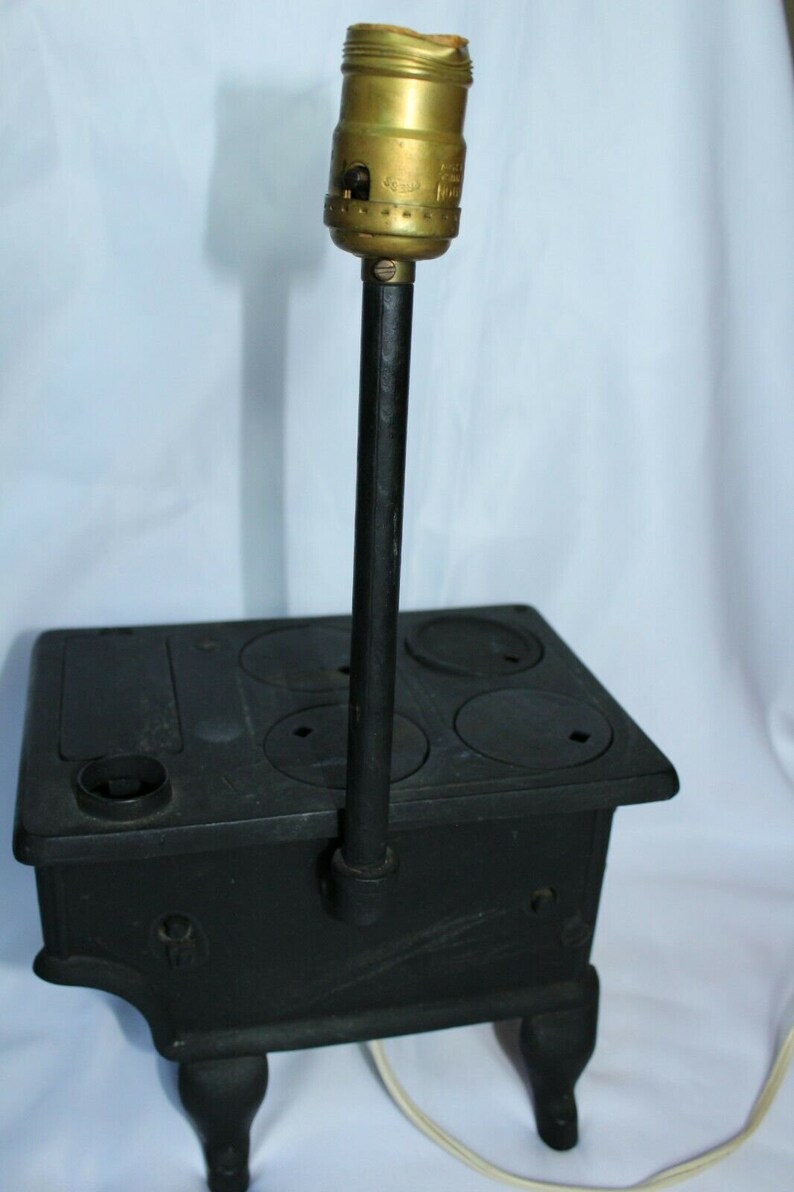 Vintage Cast Iron Cook Stove Lamp Works Great Etsy