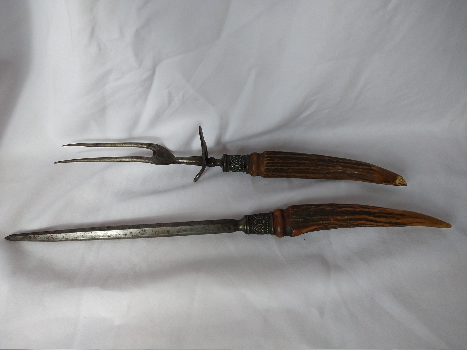 Antique Fancy Bone Handle Carving Knife And Fork Marked Etsy